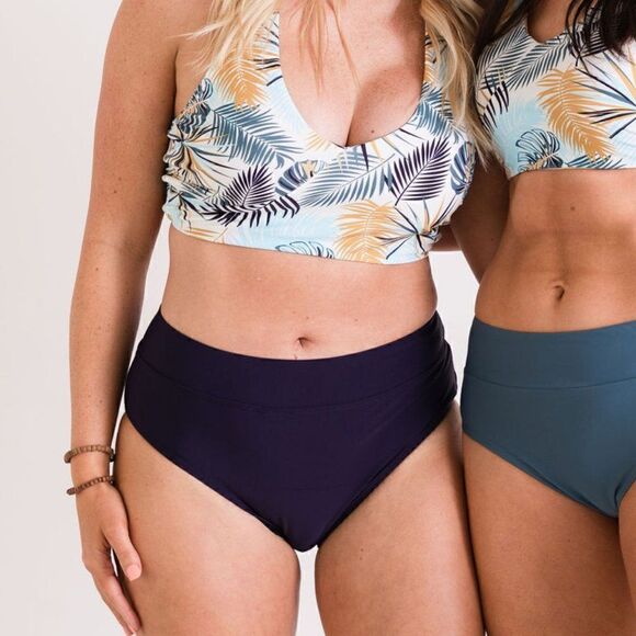 NWT: PURPLE MidRise Full Coverage Briefs Bikini Swim Bottom DEEP Purple - Picture 1 of 13